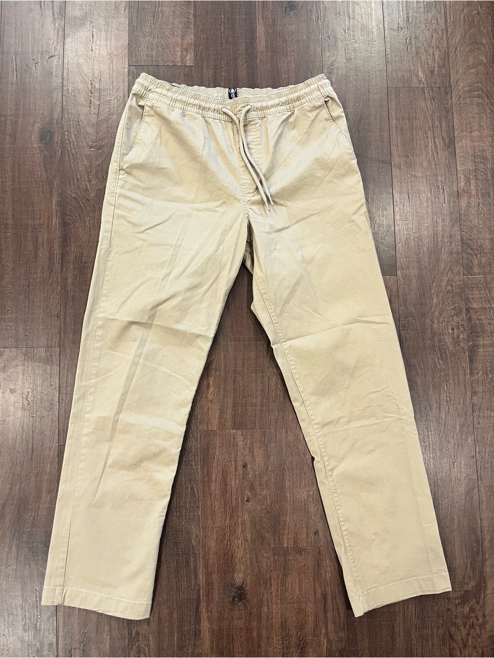 Volcom Modern Casual Straight Leg Drawstring Pants Size S Khaki Tan